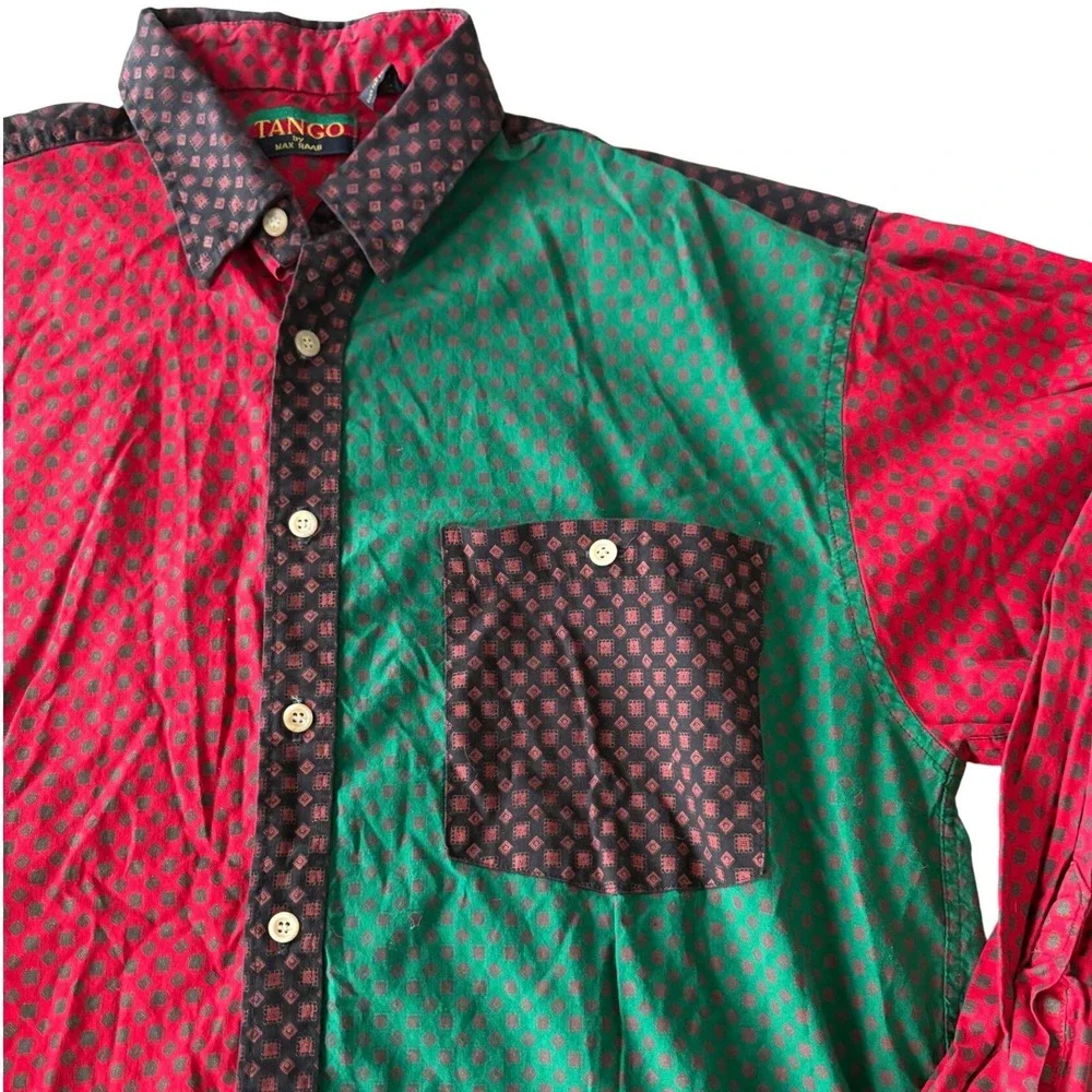 VTG Tango by Max Raab Shirt Large  Colorblock Geometric Cotton 90s Grandpa Style